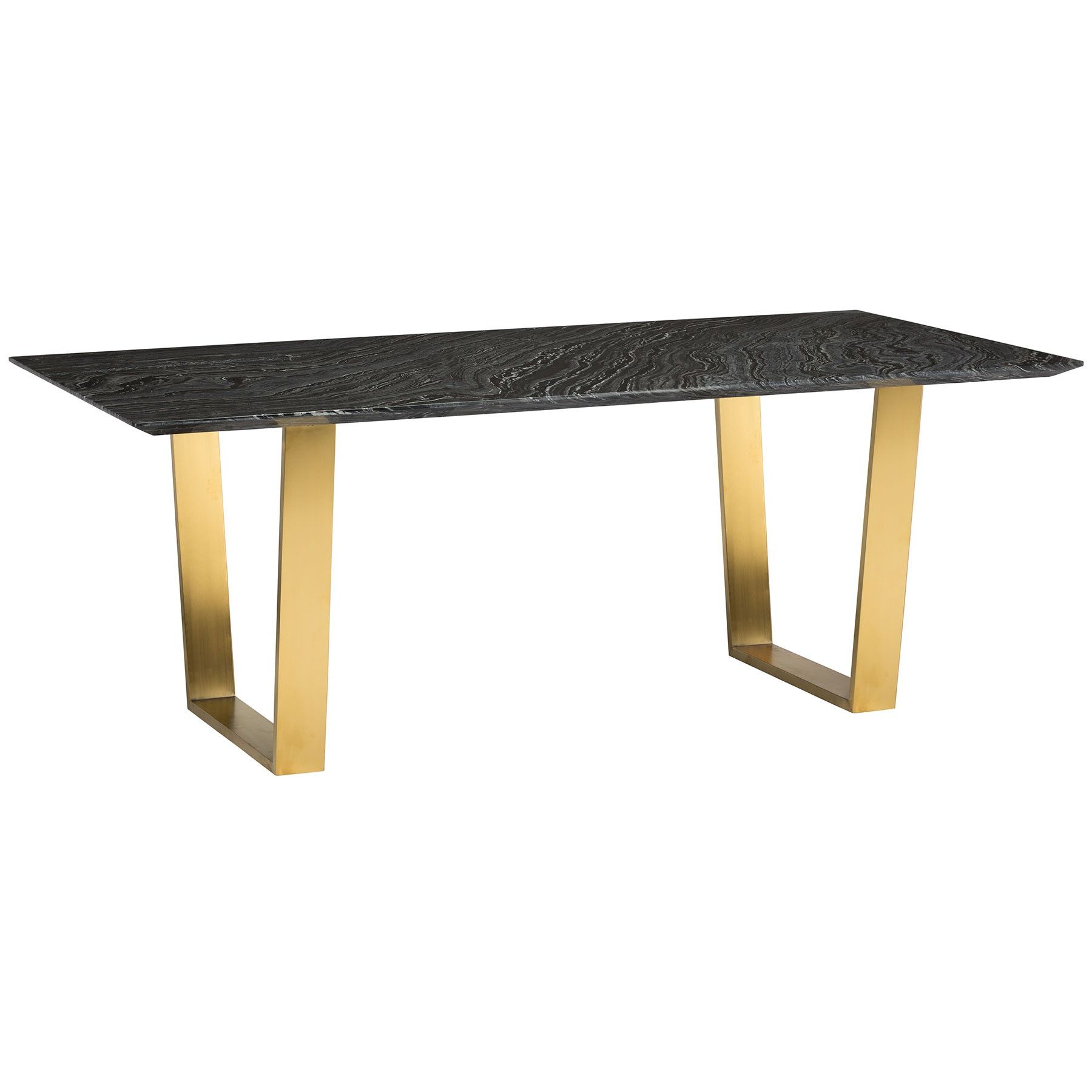 Dining Tables With Brushed Gold Stainless Finish Throughout Well Known Catrine Dining Table – Black / Gold (View 17 of 30)