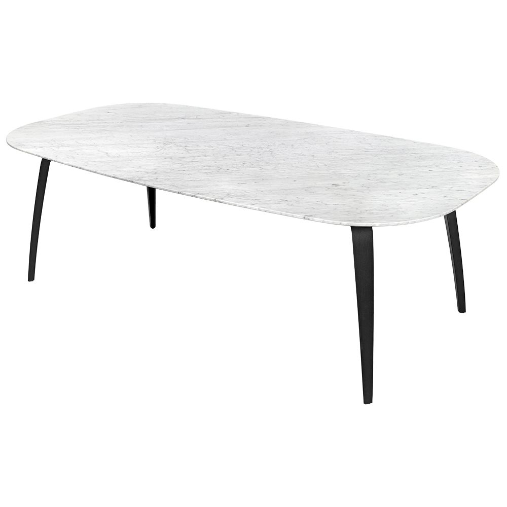 Dining Tables With White Marble Top In Fashionable Gubi Elliptical Dining Table – White Marble Top, Black Stained Ash (View 13 of 30)