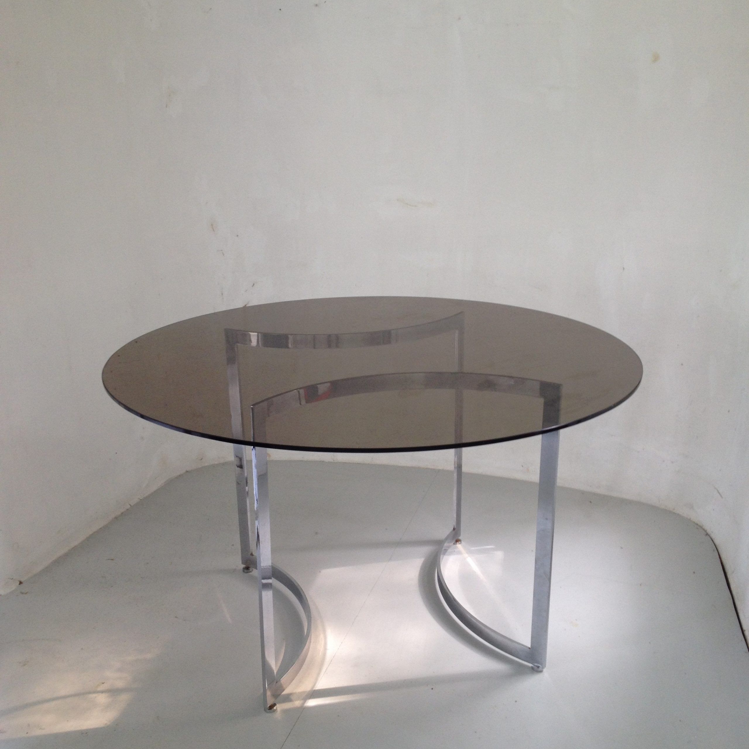 Dom Round Dining Tables With Regard To Most Up To Date Dom Round Dining Table In Hardened Glass And Steel, Paul Legeard – 1970s (View 26 of 30)