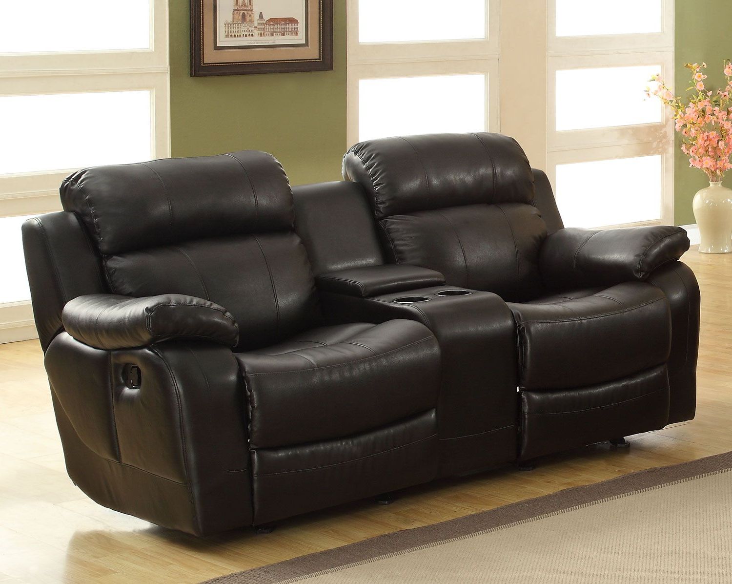 Double Glider Loveseats Within Preferred Homelegance Marille Love Seat Glider Recliner With Center (View 7 of 30)
