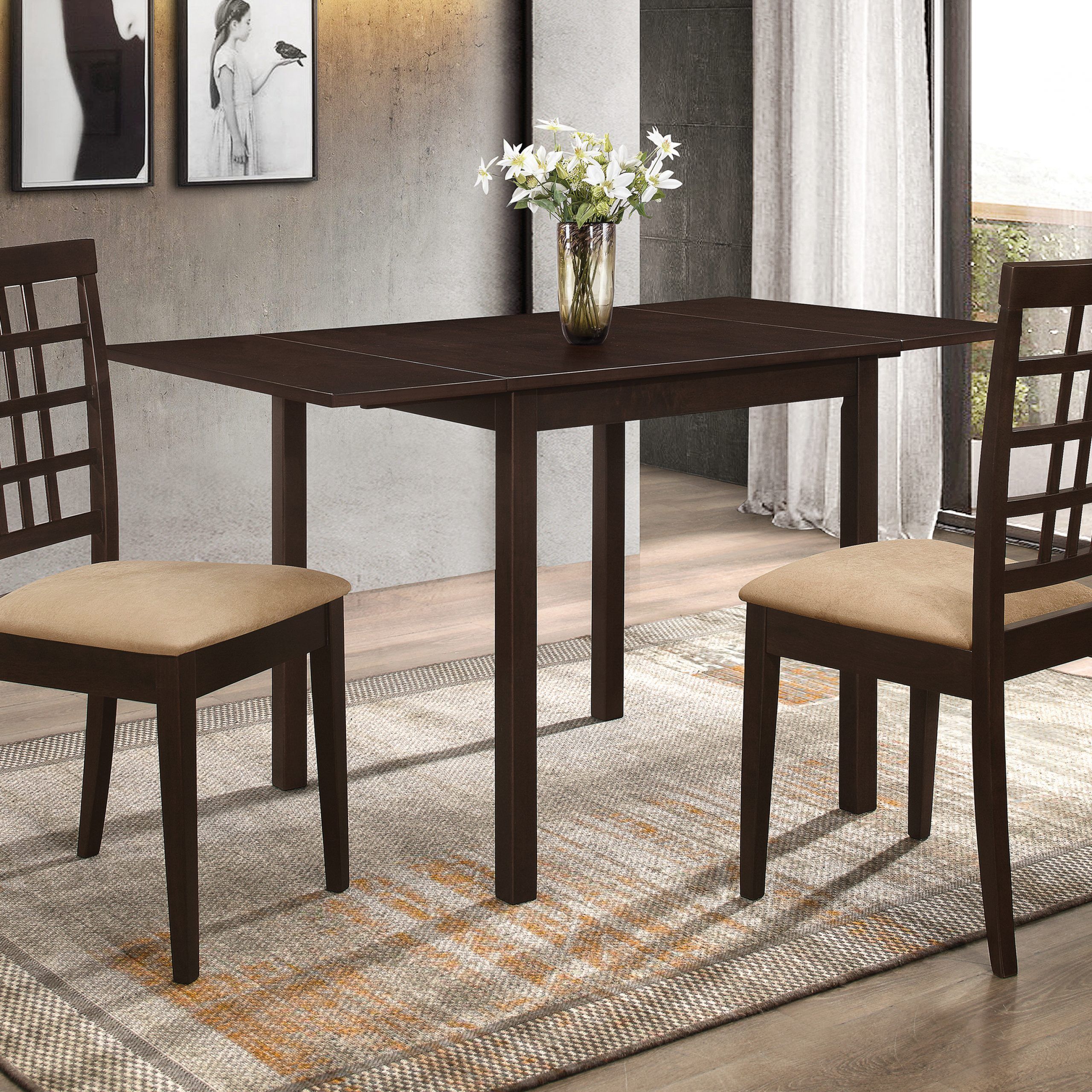 Famous Kelso Rectangular Dining Table With Drop Leaf Cappuccino Intended For Transitional Drop Leaf Casual Dining Tables (View 6 of 30)