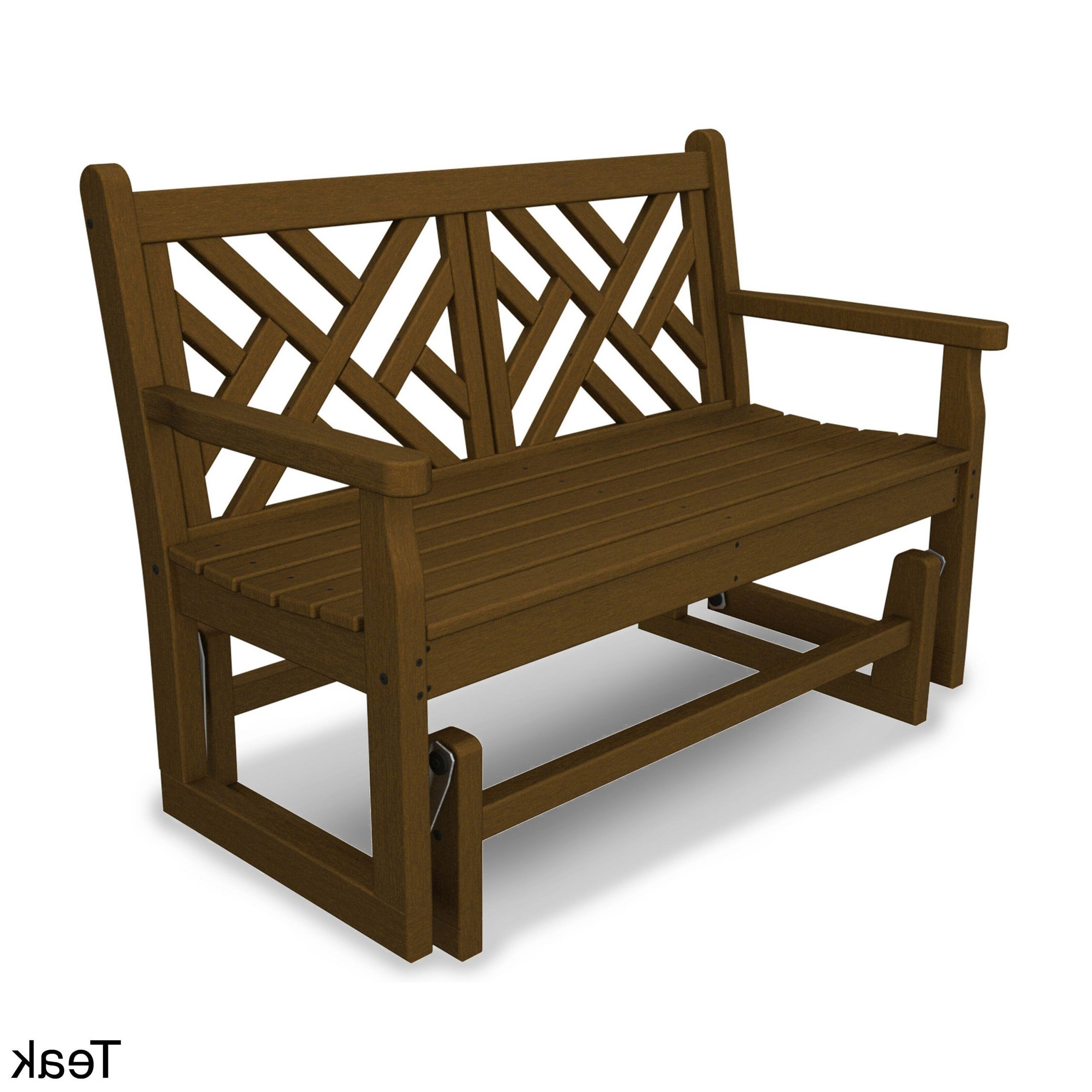 Famous Teak Glider Benches Pertaining To Chippendale Polywood Glider Bench (teak), Brown, Patio (View 16 of 30)