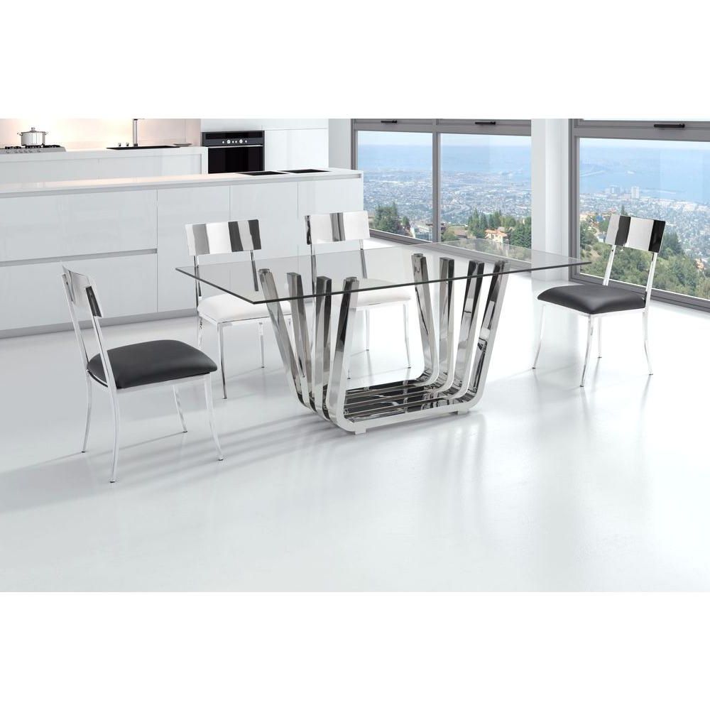 Fan Chrome Dining Table With Well Known Chrome Dining Tables With Tempered Glass (View 7 of 30)
