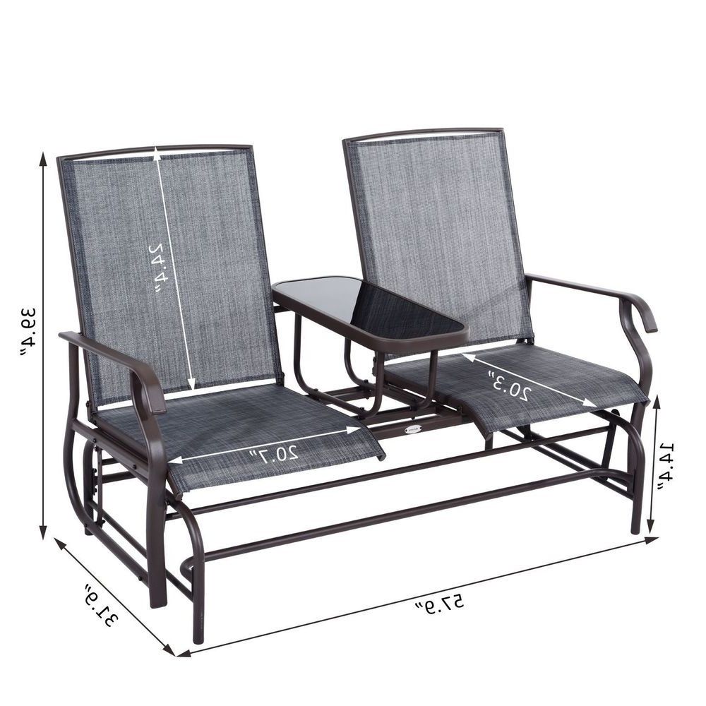 Glider 2 Seater Patio Rocking Chair Metal Swing Bench Regarding Most Up To Date Rocking Glider Benches (View 3 of 30)