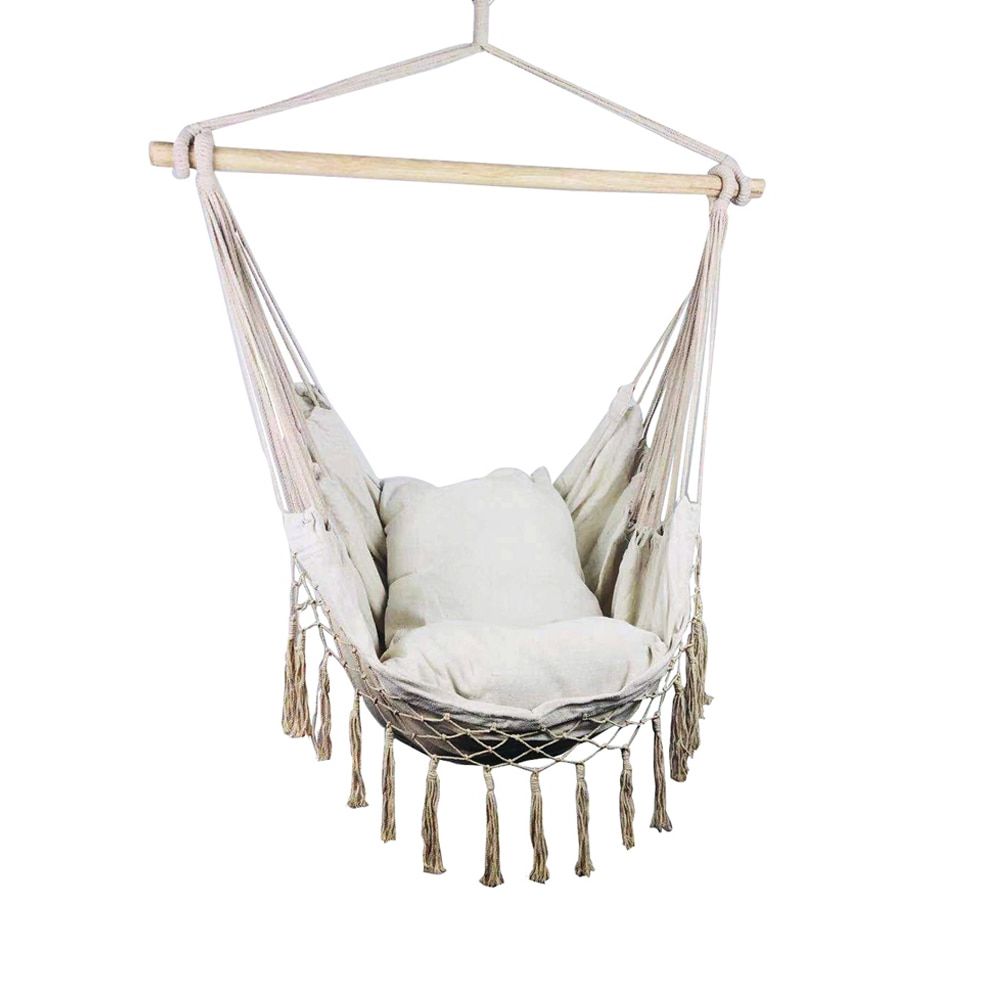 Hanging Rope Hammock Chair Porch Swing Seat, Large Hammock Net Chair Swing  Cotton Rope Porch Chair For Indoor Garden Patio Porch In Most Up To Date Cotton Porch Swings (View 23 of 30)