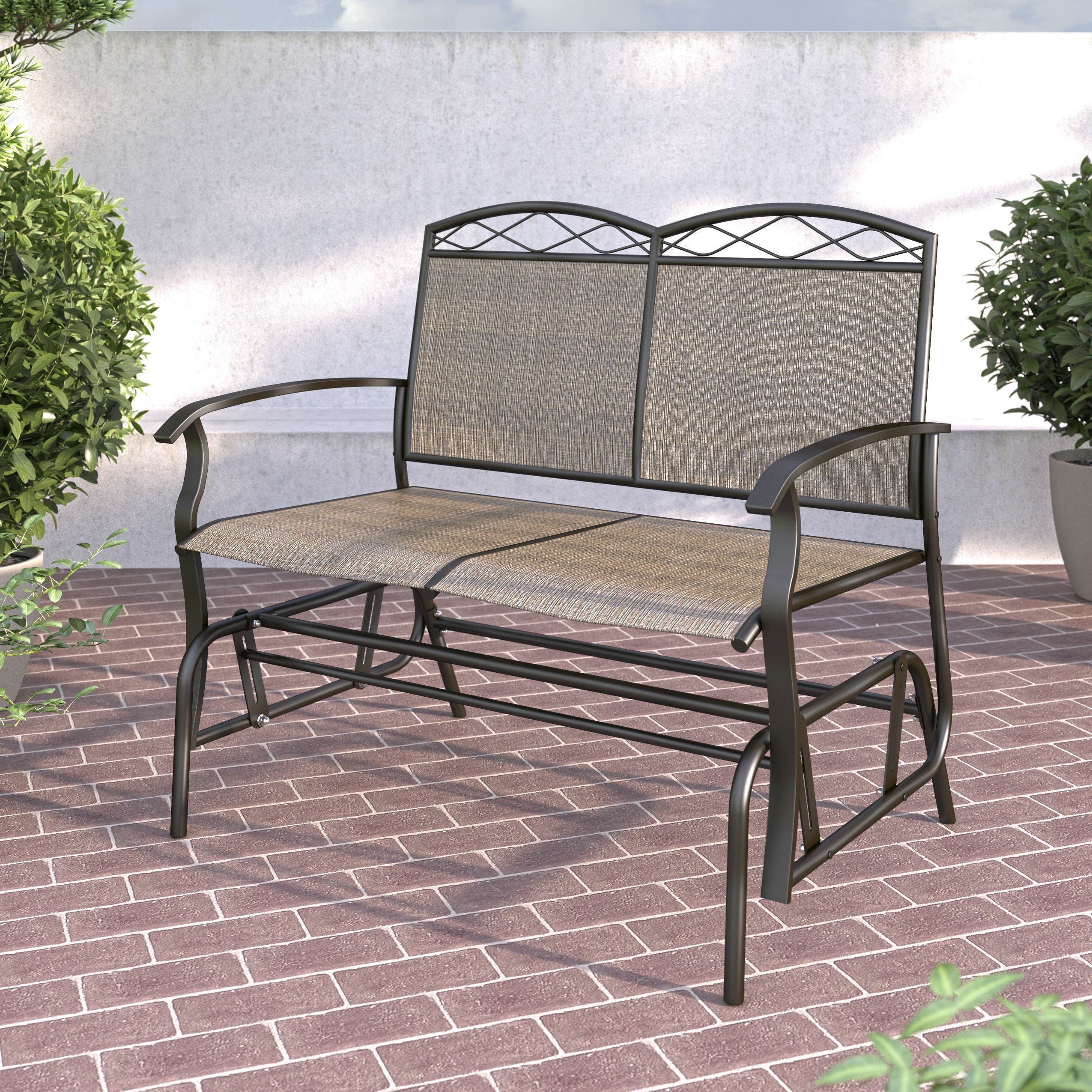 Havenside Home Fox Bay Speckled Brown Patio Double Glider Intended For Popular Speckled Glider Benches (View 1 of 30)