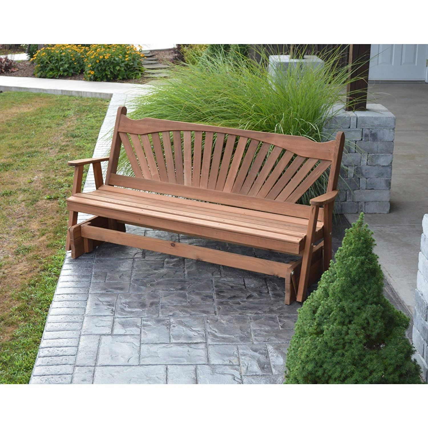 Latest Amazon : A & L Furniture Co. Western Red Cedar 6 For Fanback Glider Benches (Photo 9 of 30)