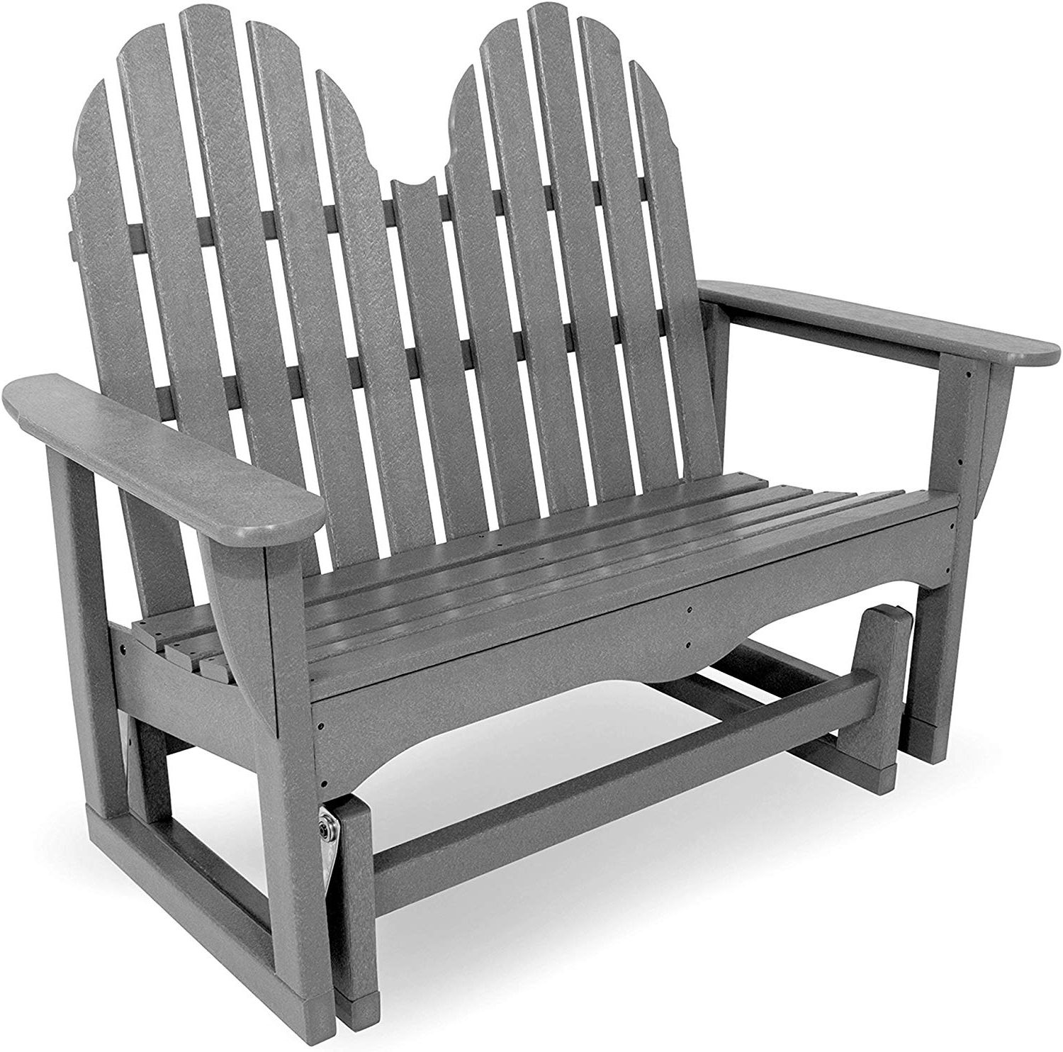 Latest Classic Adirondack Glider Benches Throughout Polywood Classic Adirondack Glider, Slate Grey (View 1 of 30)