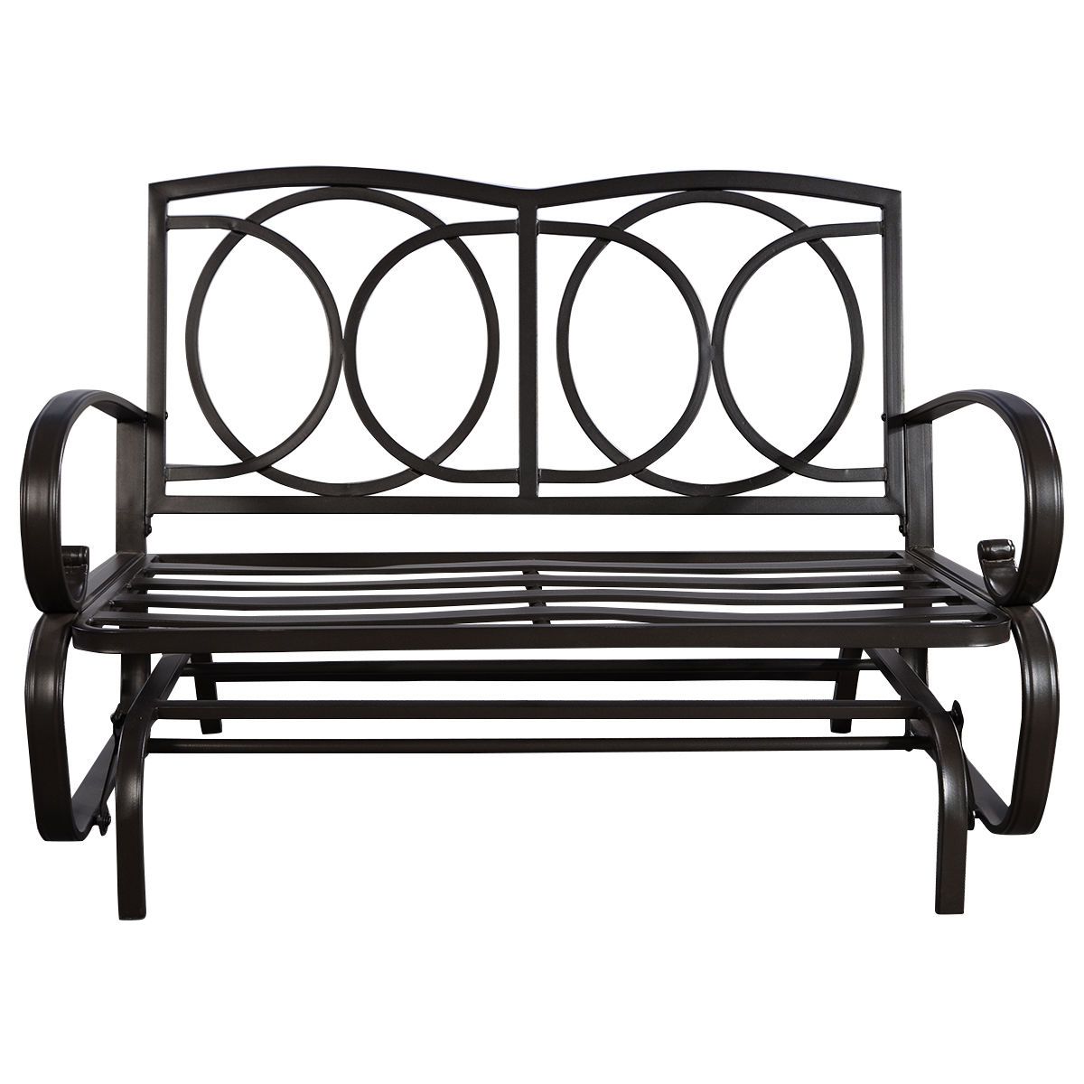 Latest Details About Glider Outdoor Patio Rocking Bench Loveseat Cushioned Seat  Steel Frame Furniture Throughout Cushioned Glider Benches With Cushions (View 17 of 30)