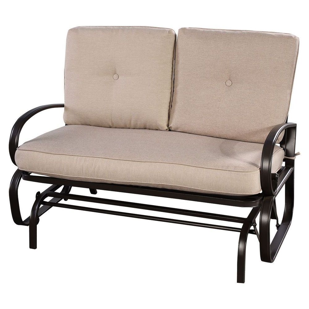 Latest Glider Outdoor Patio Rocking Bench Loveseat Cushioned Seat Within Outdoor Patio Swing Porch Rocker Glider Benches Loveseat Garden Seat Steel (View 22 of 30)