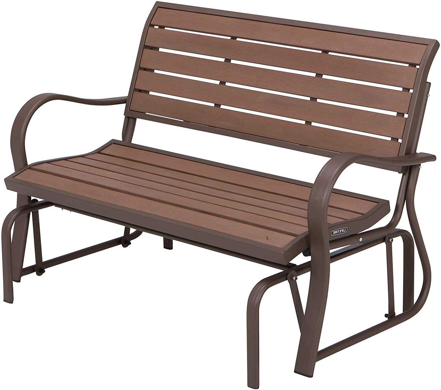 Latest Lifetime 60290 Wood Alternative Glider Bench, Mocha Brown In Low Back Glider Benches (View 13 of 30)