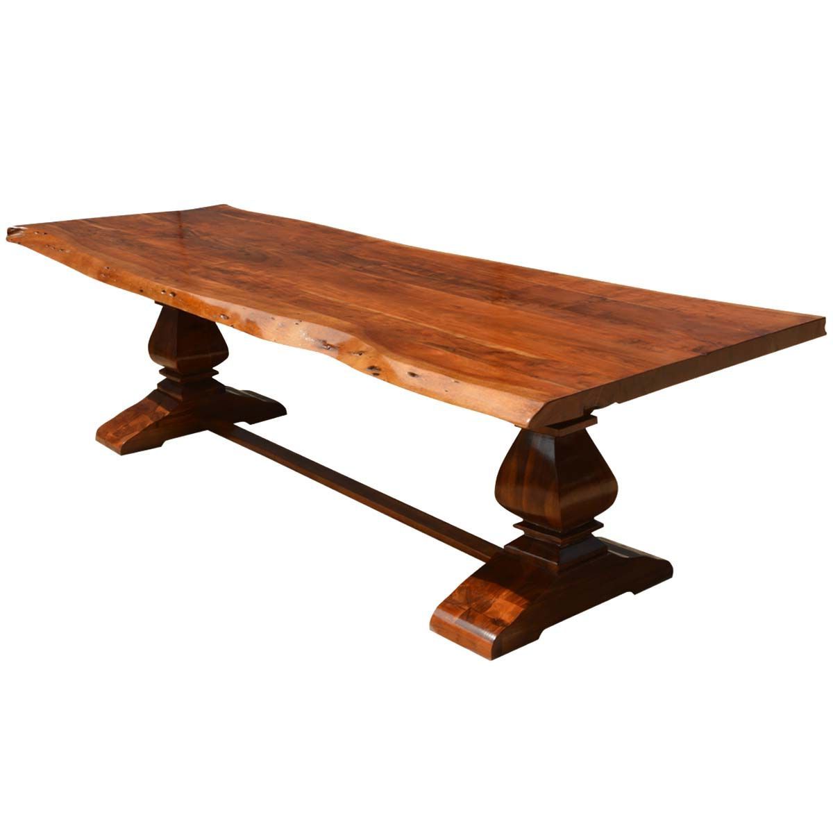 Live Edge Acacia Wood Trestle Dining Table In  (View 15 of 30)