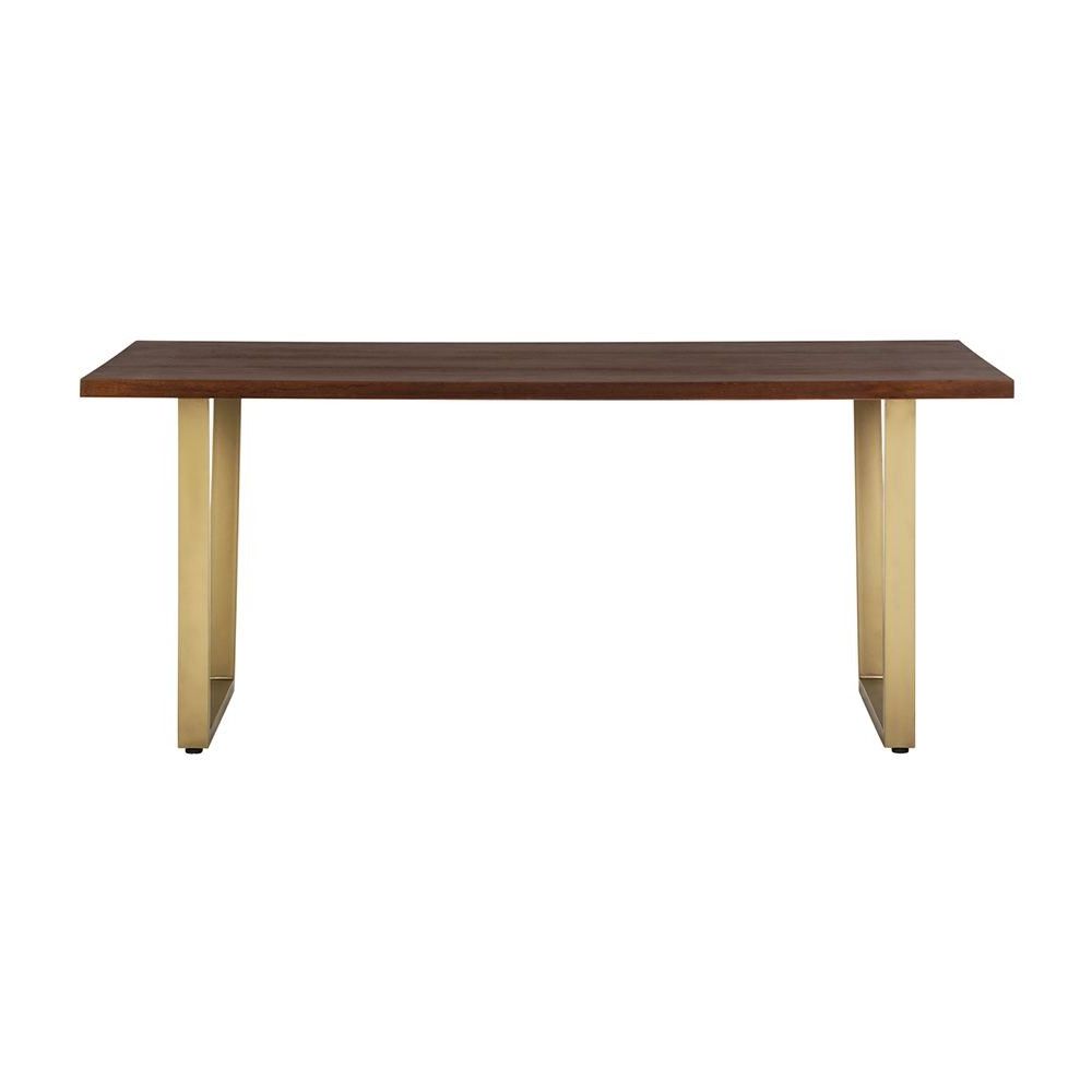 Livingchristiane Lemieux Charleston Rectangular Dining Table Acacia  Veneer Brass Finish With Trendy Acacia Dining Tables With Black Legs (View 24 of 30)
