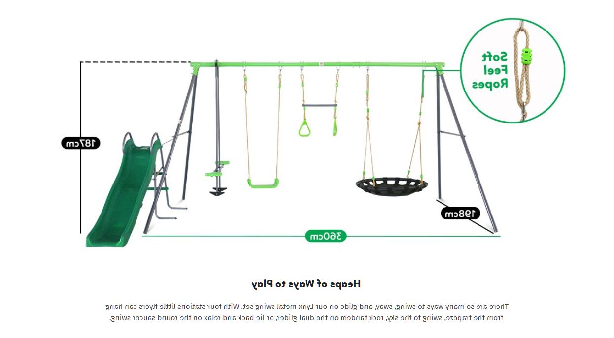 Lynx Metal Swing Set With Slide (View 29 of 30)