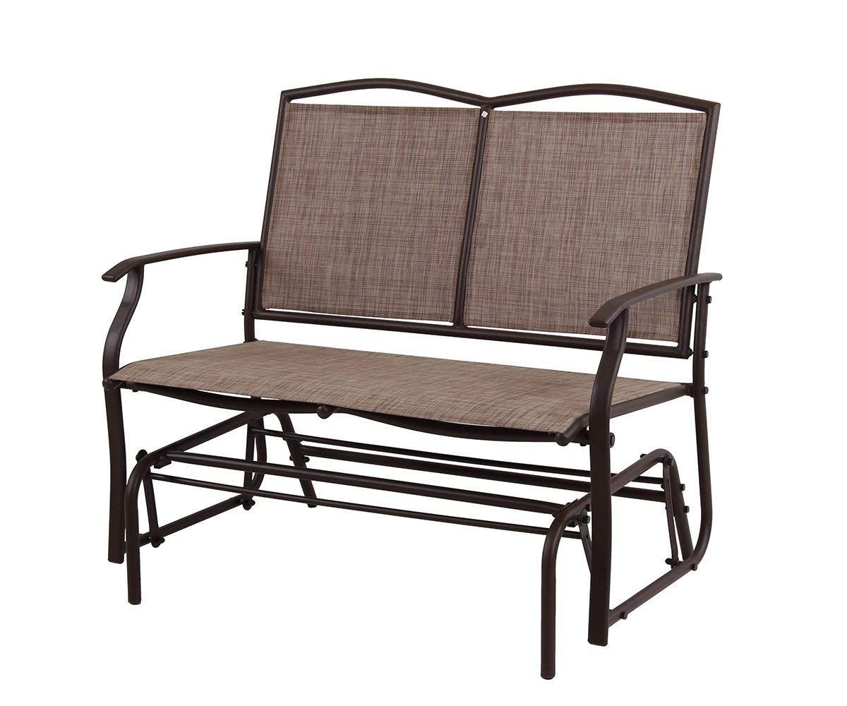 Metal Powder Coat Double Seat Glider Benches Regarding Most Current Patio Swing Glider Bench For 2 Persons Rocking Chair, Garden (View 26 of 30)