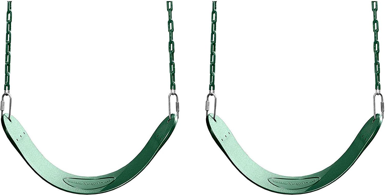Most Current Swing Seats With Chains For Swing N Slide Heavy Duty Swing Seat Set Of Outdoor Playground Swings With  Coated Chains & Quick Links, Green, Pack Of 2 (Photo 16 of 30)