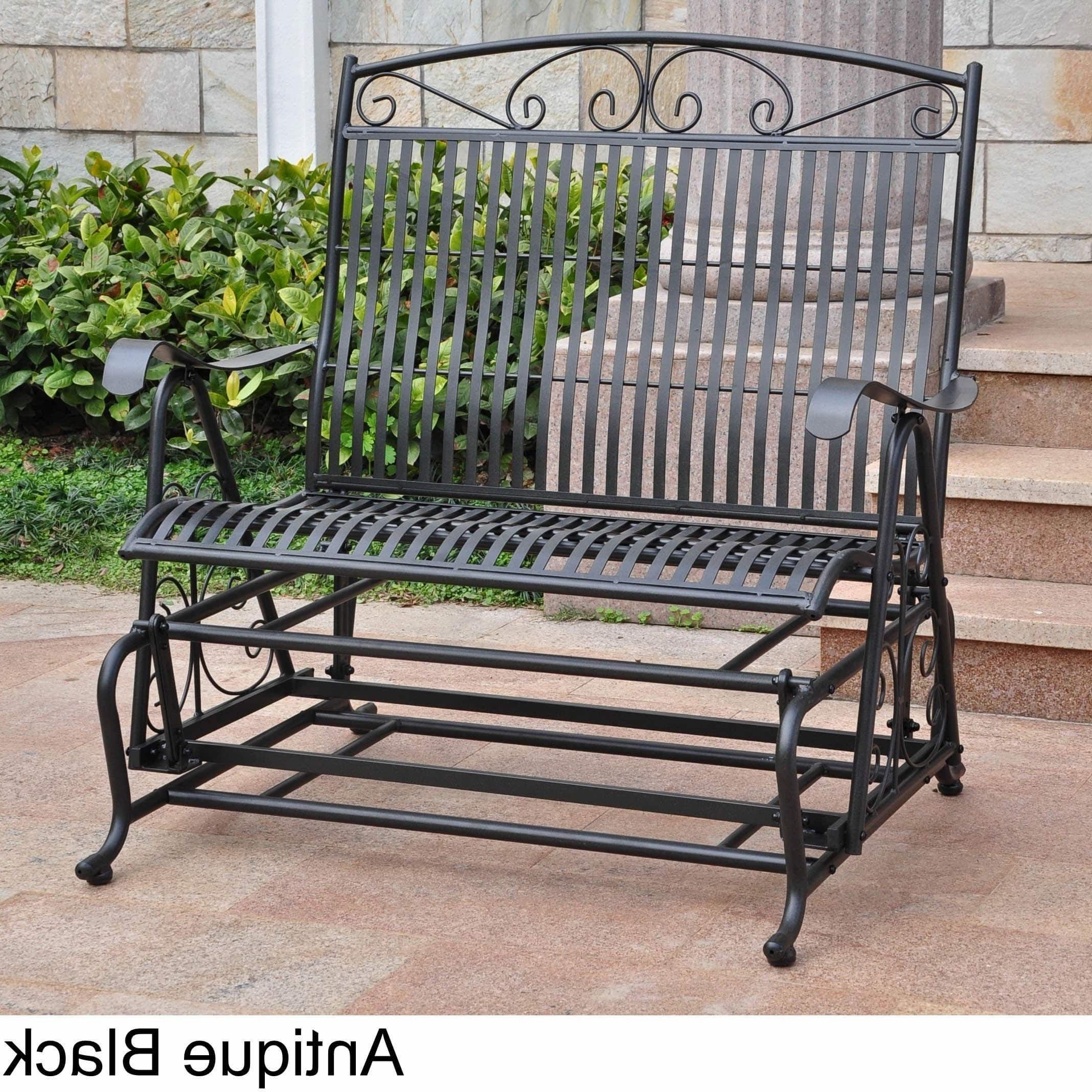 Most Popular International Caravan Mandalay Iron Double Glider Bench Seat For Iron Double Patio Glider Benches (View 5 of 30)