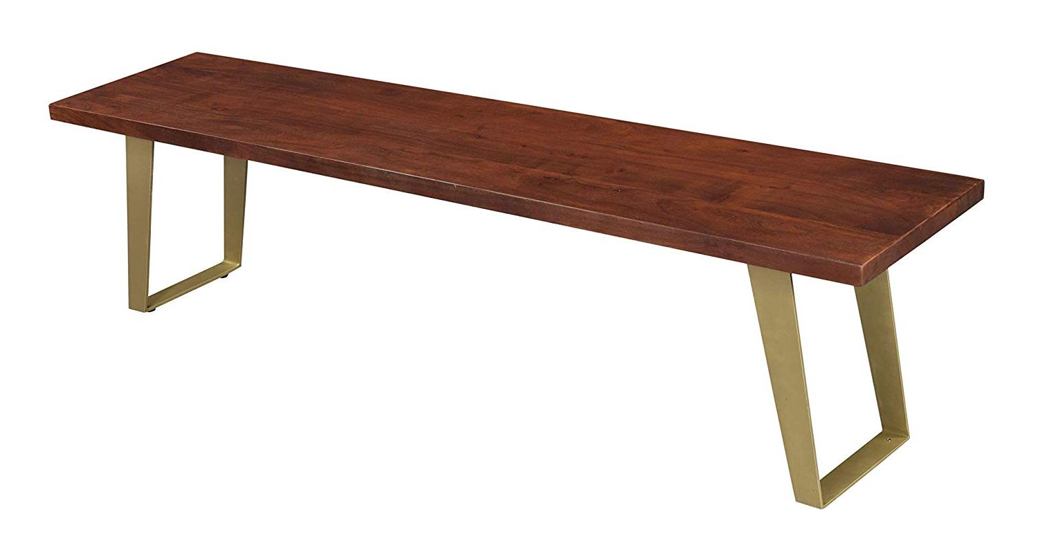 Most Recent Amazon – Treasure Trove 37106 Sedona Dining Bench Brown For Acacia Wood Top Dining Tables With Iron Legs On Raw Metal (View 18 of 30)