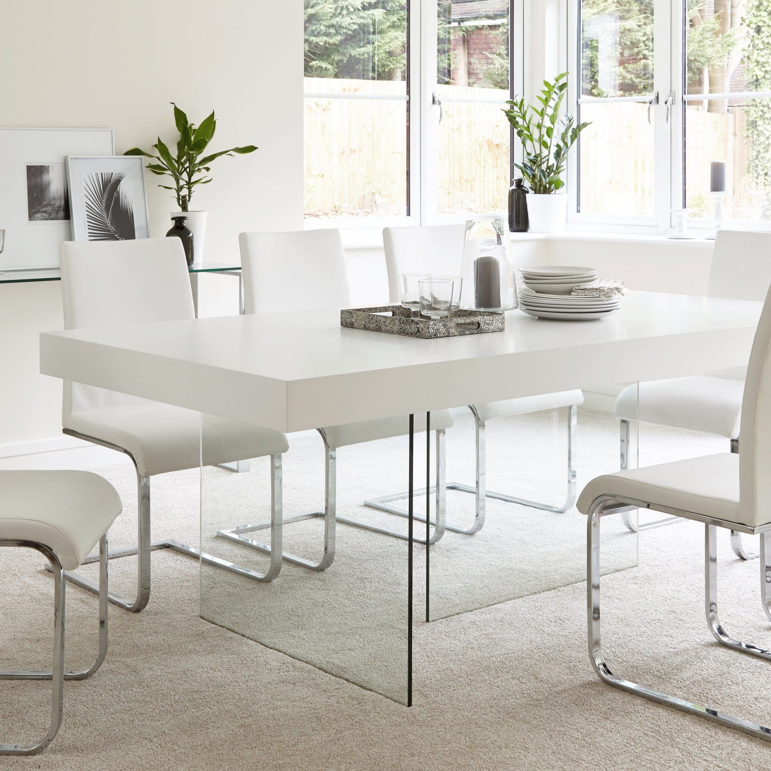 Most Recent Contemporary 4 Seating Oblong Dining Tables Throughout Aria White Oak And Glass Dining Table (View 9 of 30)