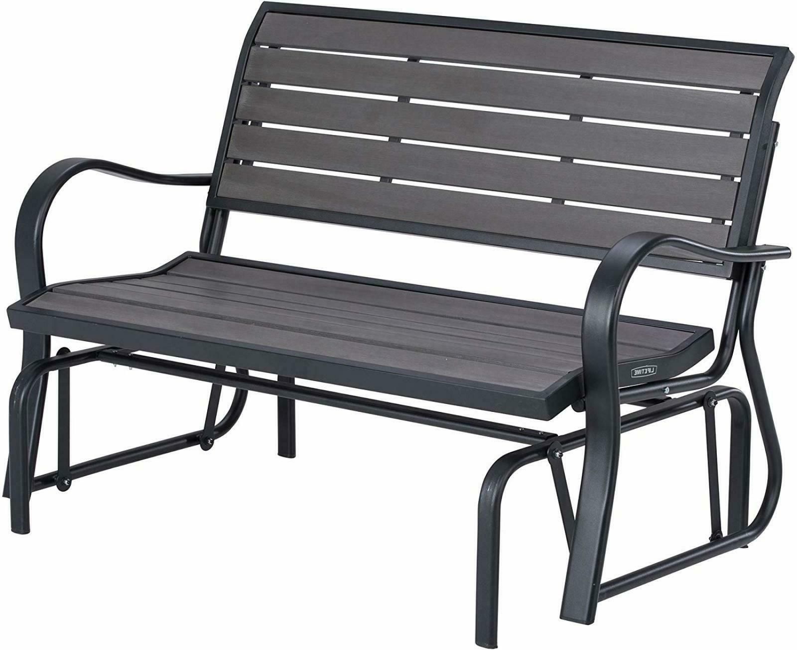 Most Recently Released Patio Swing Loveseat Chair 2 People Seats Outdoor Glider Steel Frame Grey  Bench Within Outdoor Steel Patio Swing Glider Benches (View 15 of 30)