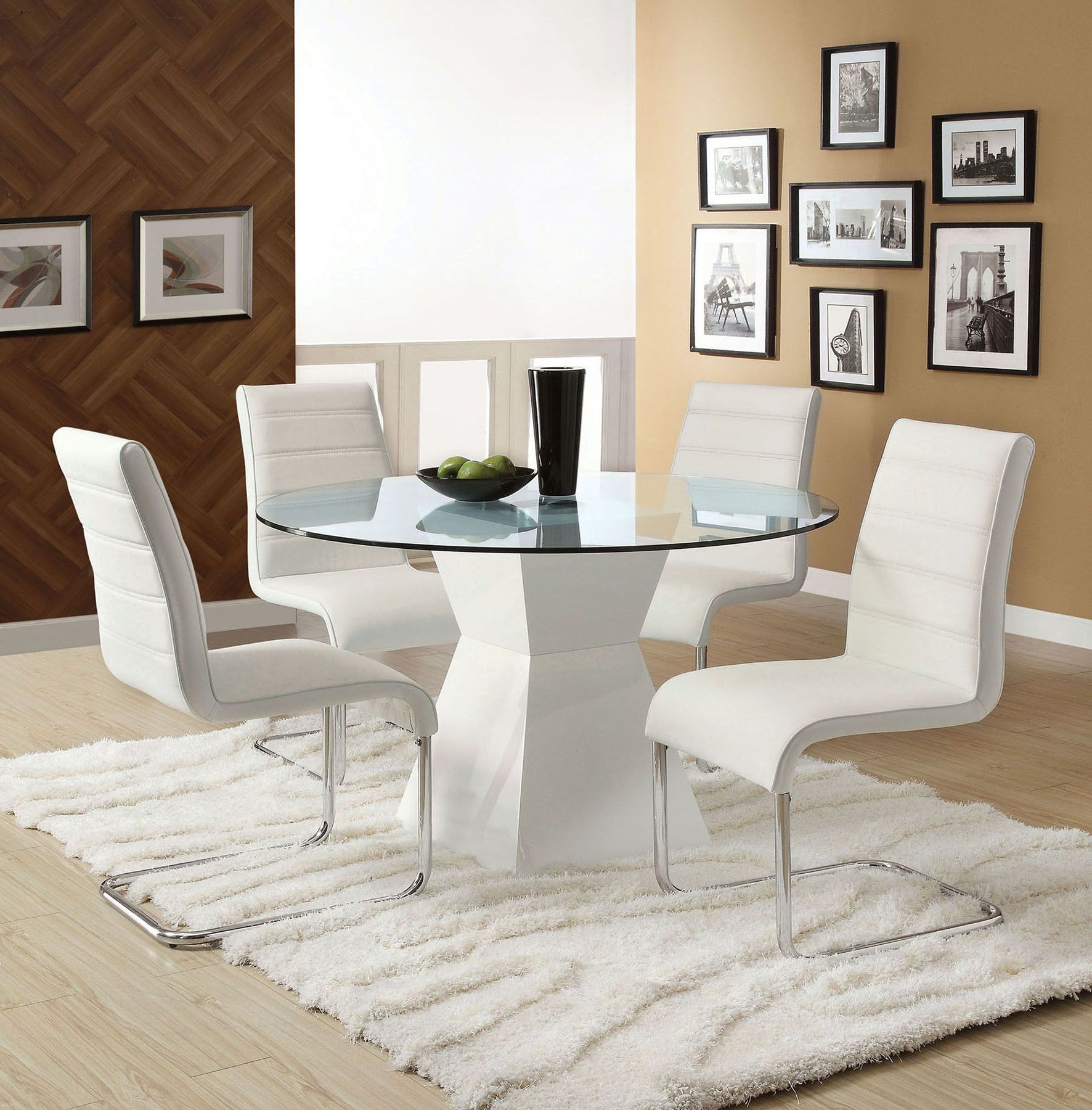 Most Up To Date Cm8371t Mauna Collection White Glass Top Round Dining Table With Regard To Modern Round Glass Top Dining Tables (View 12 of 30)