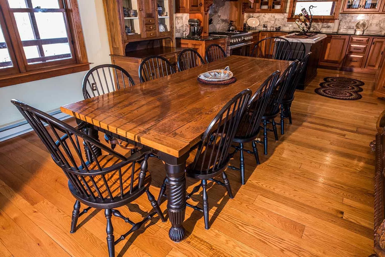 New England Quarter Sawn White Oak Farm Dining Table Inside Best And Newest Distressed Walnut And Black Finish Wood Modern Country Dining Tables (View 21 of 30)