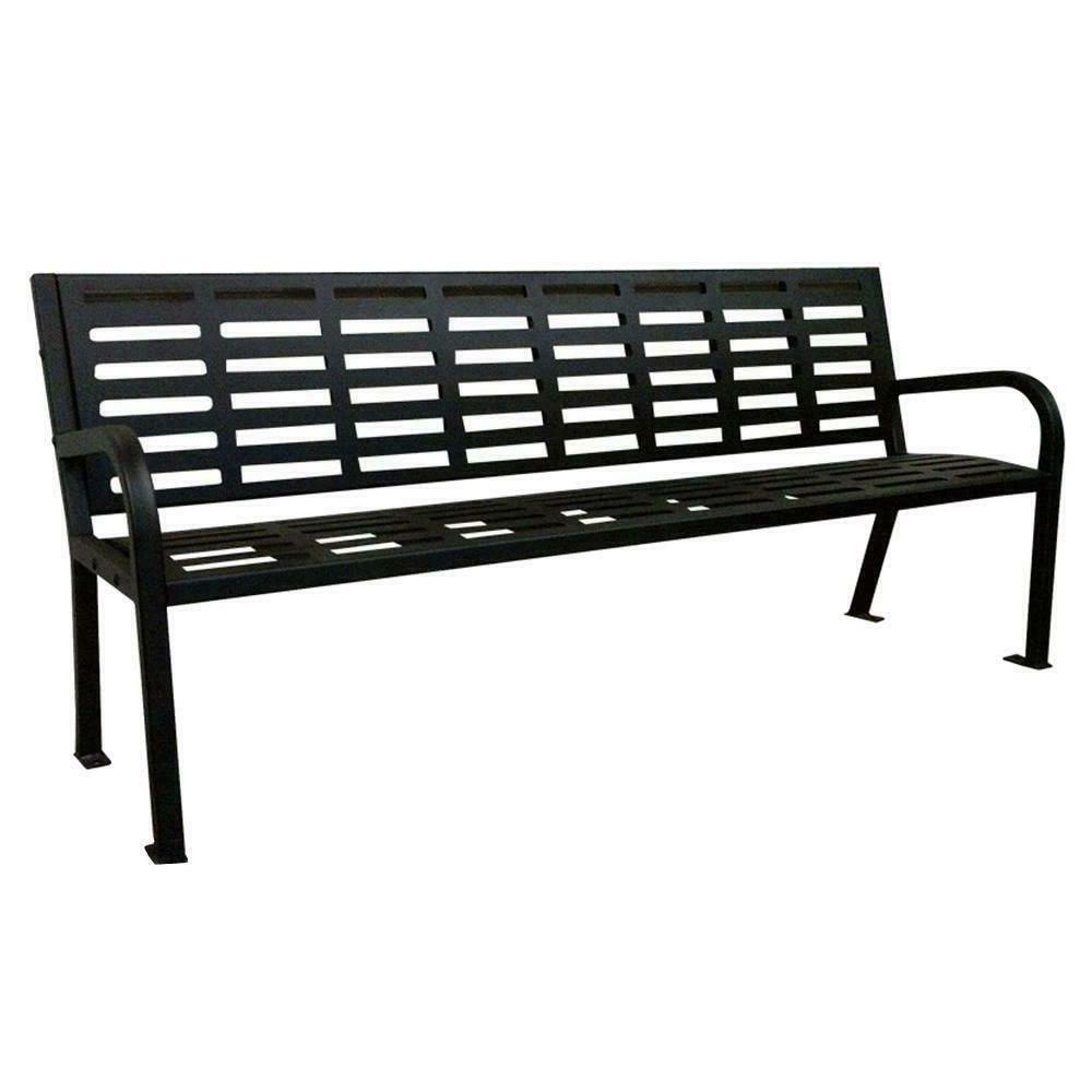Newest Black Steel Patio Swing Glider Benches Powder Coated Regarding Details About Park Bench Metal Steel Durable Powder Coated Heavy Duty Rust  Resistant Sturdy (View 25 of 30)