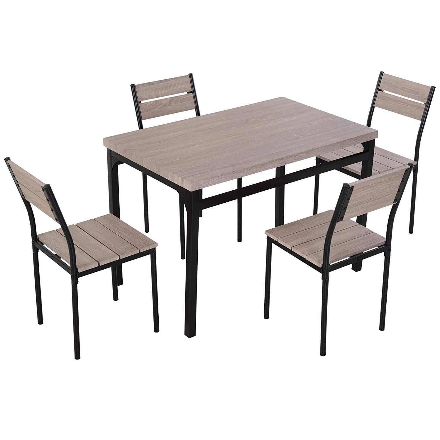 Newest Homcom 5 Piece Transitional Style Dining Room Table Set With Chairs Regarding Transitional 4 Seating Drop Leaf Casual Dining Tables (View 16 of 30)