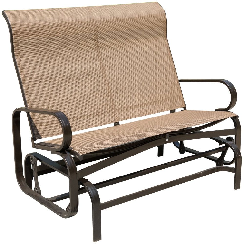 Newest Patiopost Outdoor Swing Glider Bench Aluminum Chair For 2 Person Garden  Rocking Loveseat – Mocha Pertaining To Outdoor Swing Glider Chairs With Powder Coated Steel Frame (View 29 of 30)