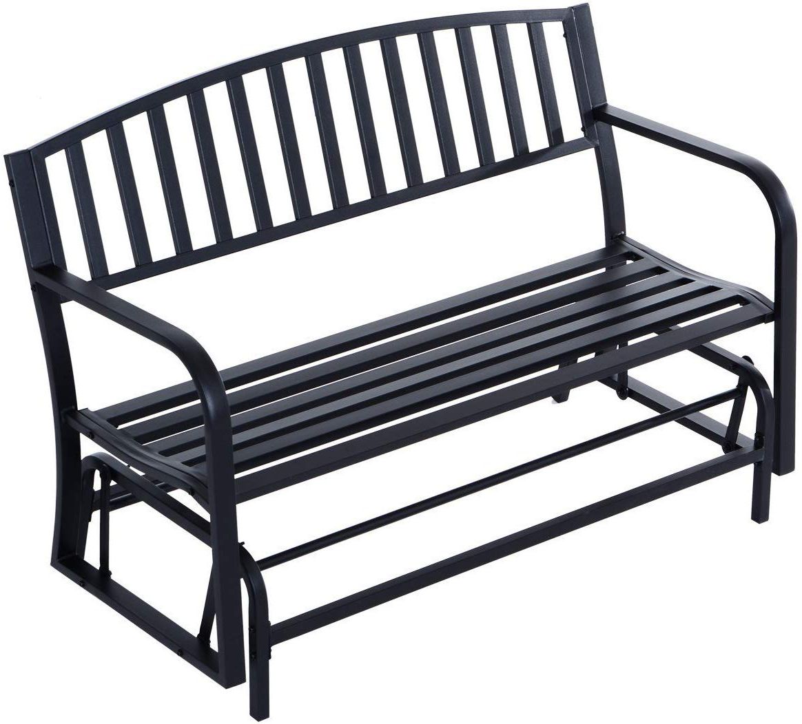Outdoor Steel Patio Swing Glider Benches Inside Most Popular Amazon : Outdoor Bench 50" Steel Patio Swing Glider (View 3 of 30)