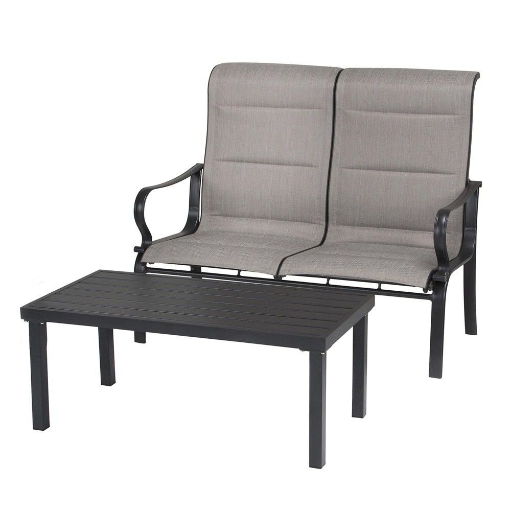 Padded Sling Loveseats With Cushions Throughout 2019 Cosco "it's A Snap" 2pk Padded Sling Motion Loveseat & Table (View 4 of 30)
