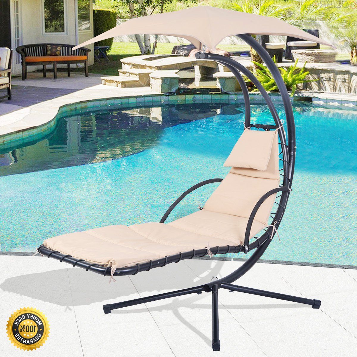 Patio Loveseat Canopy Hammock Porch Swings With Stand With Regard To Latest Amazon : Colibrox–hanging Chaise Lounger Chair Arc (View 26 of 30)