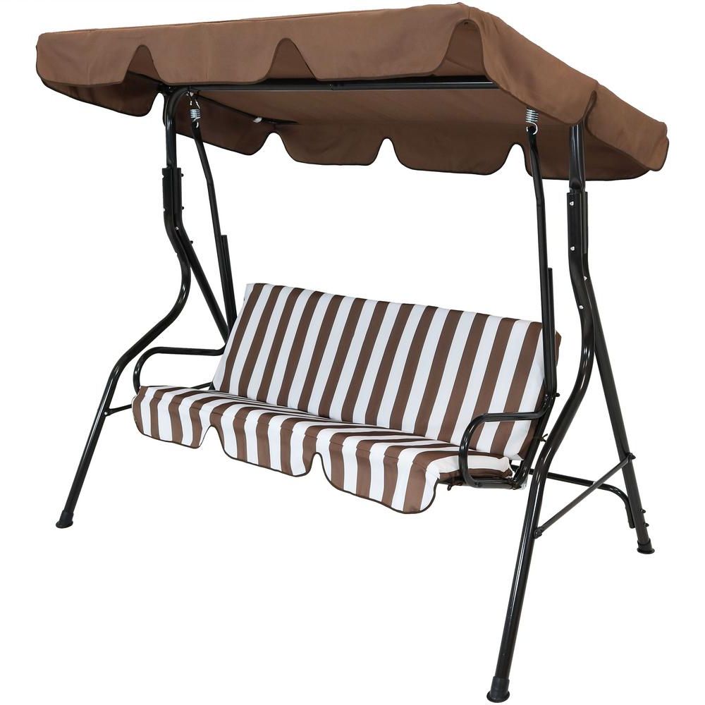 Patio Swings – Patio Chairs – The Home Depot Regarding Recent 3 Person Outdoor Porch Swings With Stand (View 10 of 30)