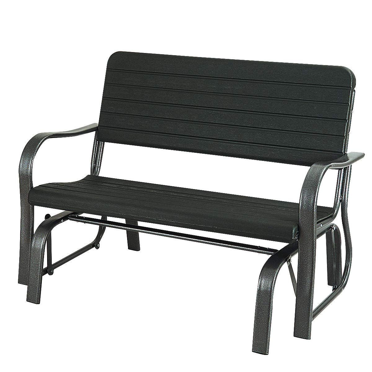Popular Black Steel Patio Swing Glider Benches Powder Coated Inside Amazon: Pnpglobal Outdoor Patio Swing Porch Rocker (View 27 of 30)