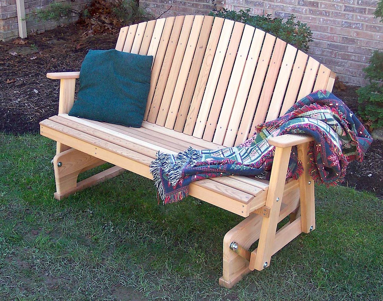 Popular Fanback Glider Benches Intended For Red Cedar Blue Mountain Fanback Glider (Photo 27 of 30)