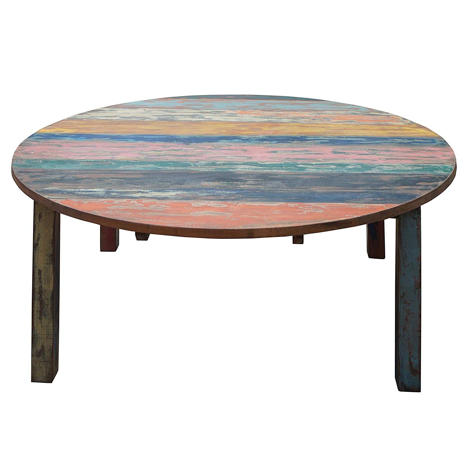 Preferred Amazon : Round Dining Table Made From Recycled Teak Wood Inside Small Round Dining Tables With Reclaimed Wood (View 14 of 30)