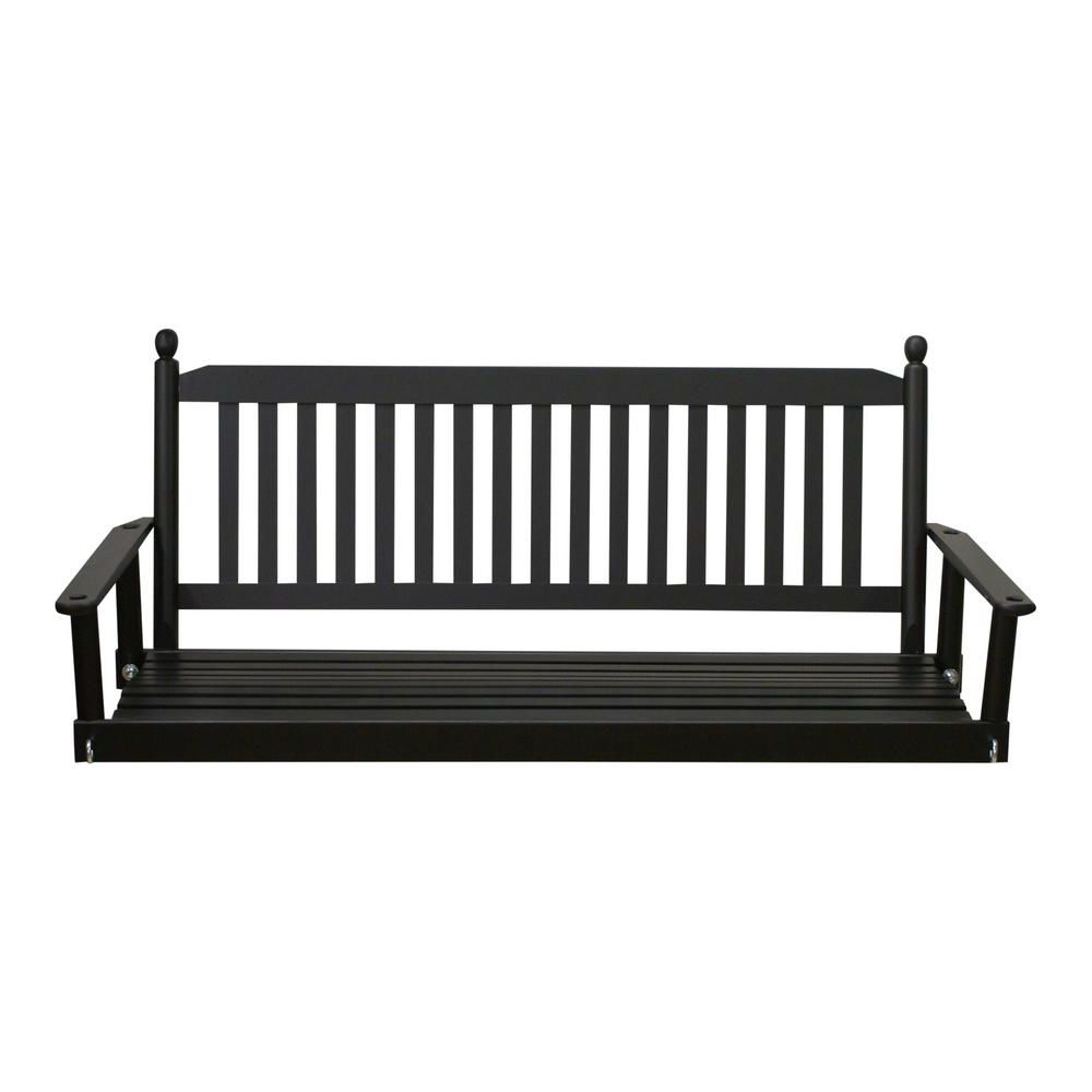 Preferred Casual thames Black Wood Porch Swings For Black 5 Ft (View 6 of 30)