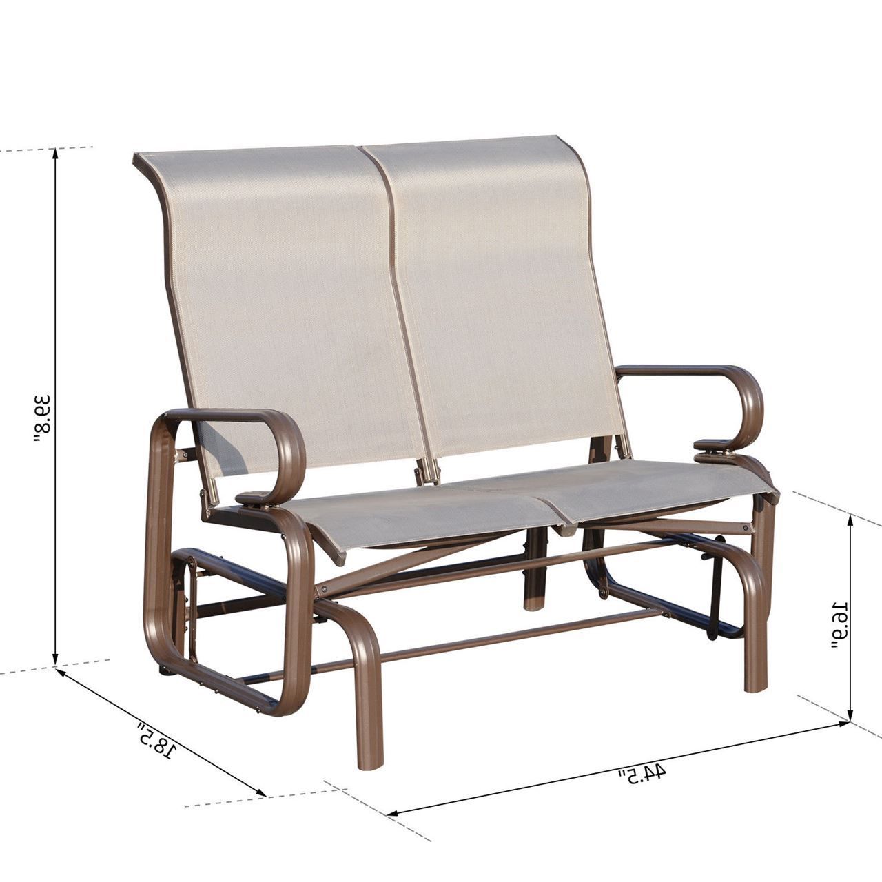 Preferred Outdoor Aluminum Double Glider Rocking Bench Swing In Rocking Glider Benches (View 26 of 30)