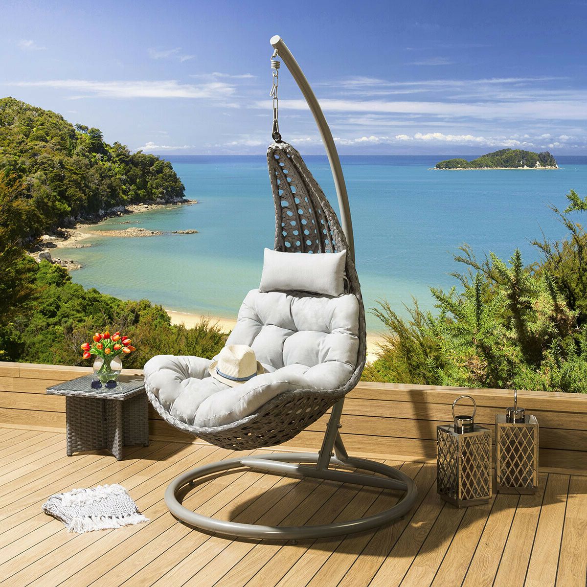 Preferred Rattan Garden Swing Chairs With Regard To Luxury Outdoor Modern Garden Hanging Swing Chair Grey Rattan Cover Inc (Photo 31 of 31)