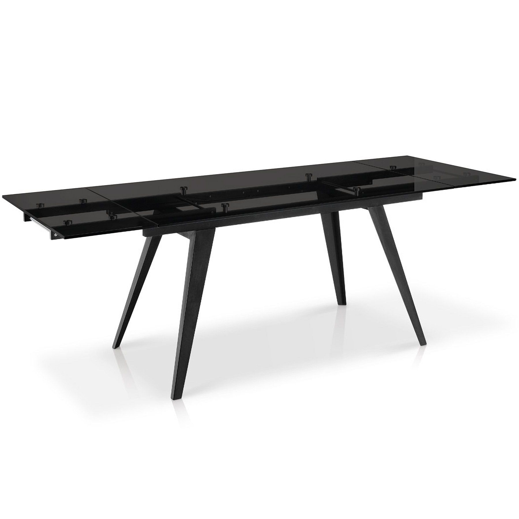 Sef3051 Dining Table For Widely Used Modern Glass Top Extension Dining Tables In Matte Black (View 24 of 30)