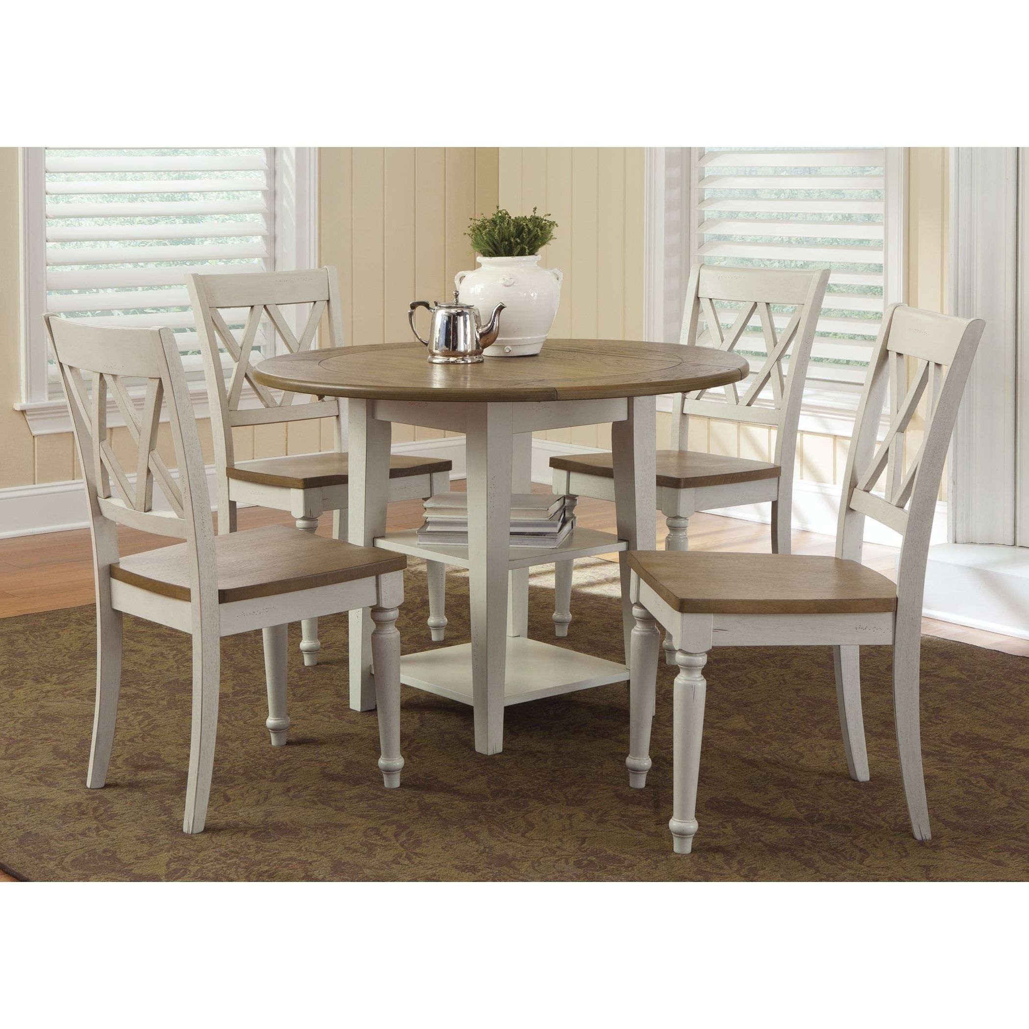 Transitional Antique Walnut Drop Leaf Casual Dining Tables With 2018 Al Fresco Two Tone Transitional Drop Leaf Leg Table – Antique White (View 20 of 30)