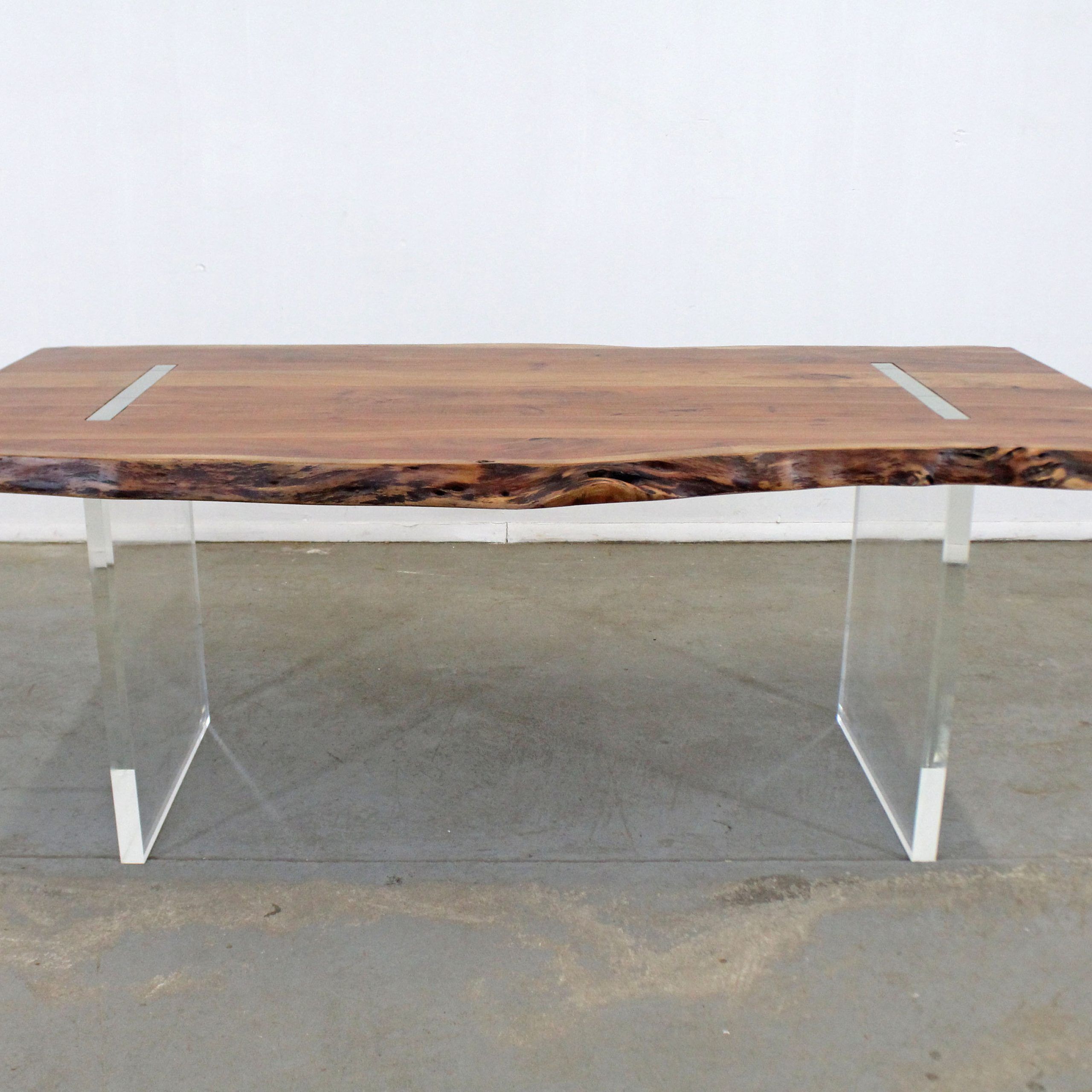 Trendy Acacia Top Dining Tables With Metal Legs Inside Modern Dining Table Floating Top Acacia Wood Lucite Base (View 25 of 30)