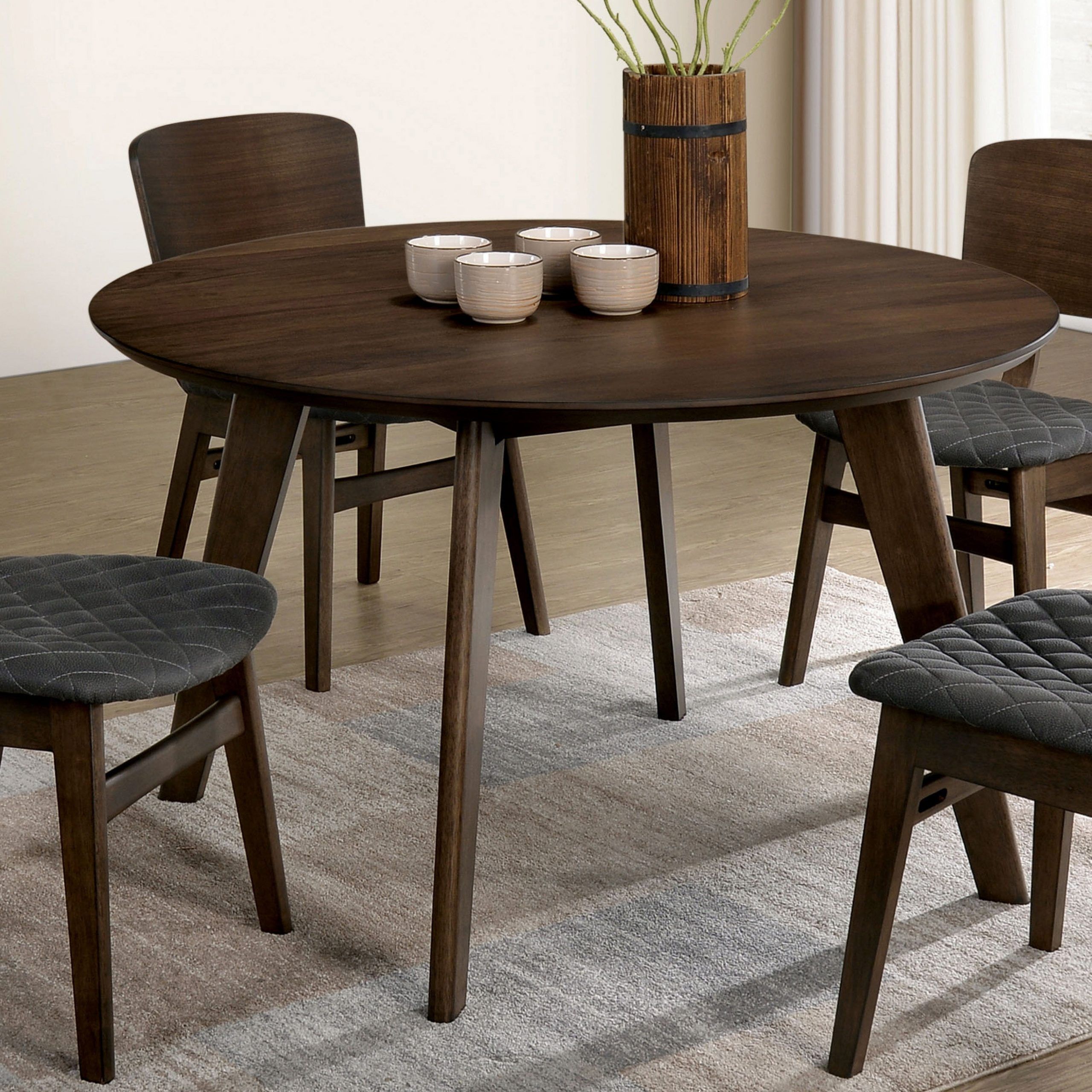 Trendy Carson Carrington Breisgau Mid Century Round Dining Table – Walnut In Round Dining Tables (View 8 of 30)