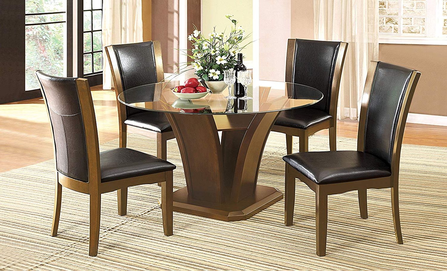 Trendy Round Glass Top Dining Tables Pertaining To Amazon – Sorell Contemporary Style Round Glass Top (View 8 of 30)