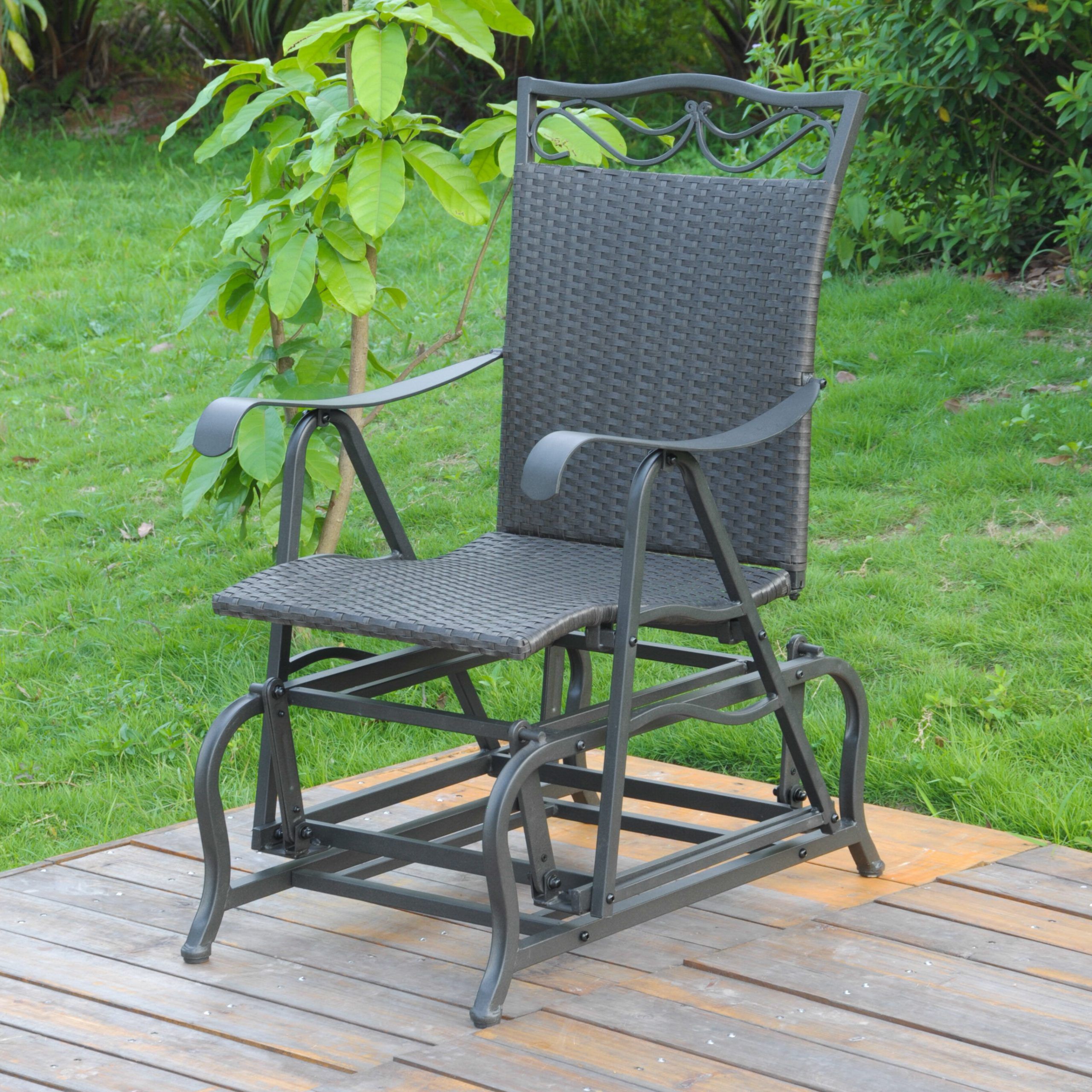 Well Known 1 Person Antique Black Steel Outdoor Gliders With Regard To Stapleton Patio Glider Chair (View 24 of 30)