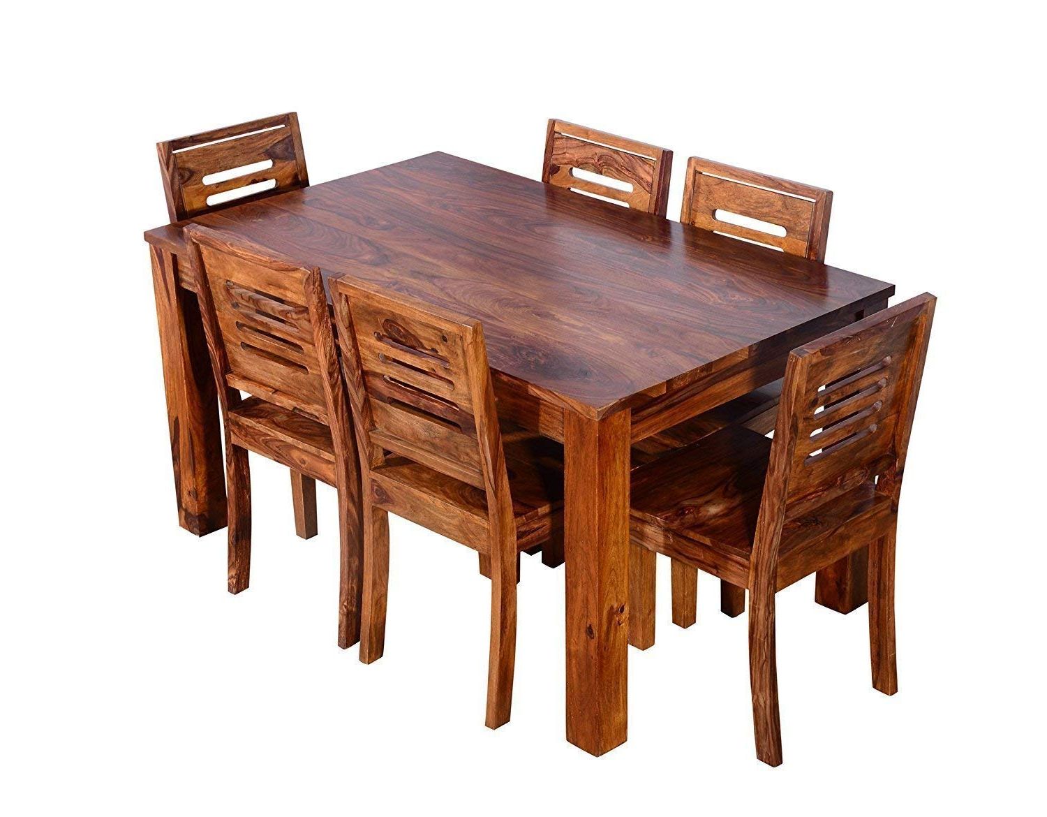 Well Known 6 Seater Retangular Wood Contemporary Dining Tables With Furniture Flip Sheesham Wood 6 Seater Dining Table With Chairs For Home And  Living Room (View 2 of 30)