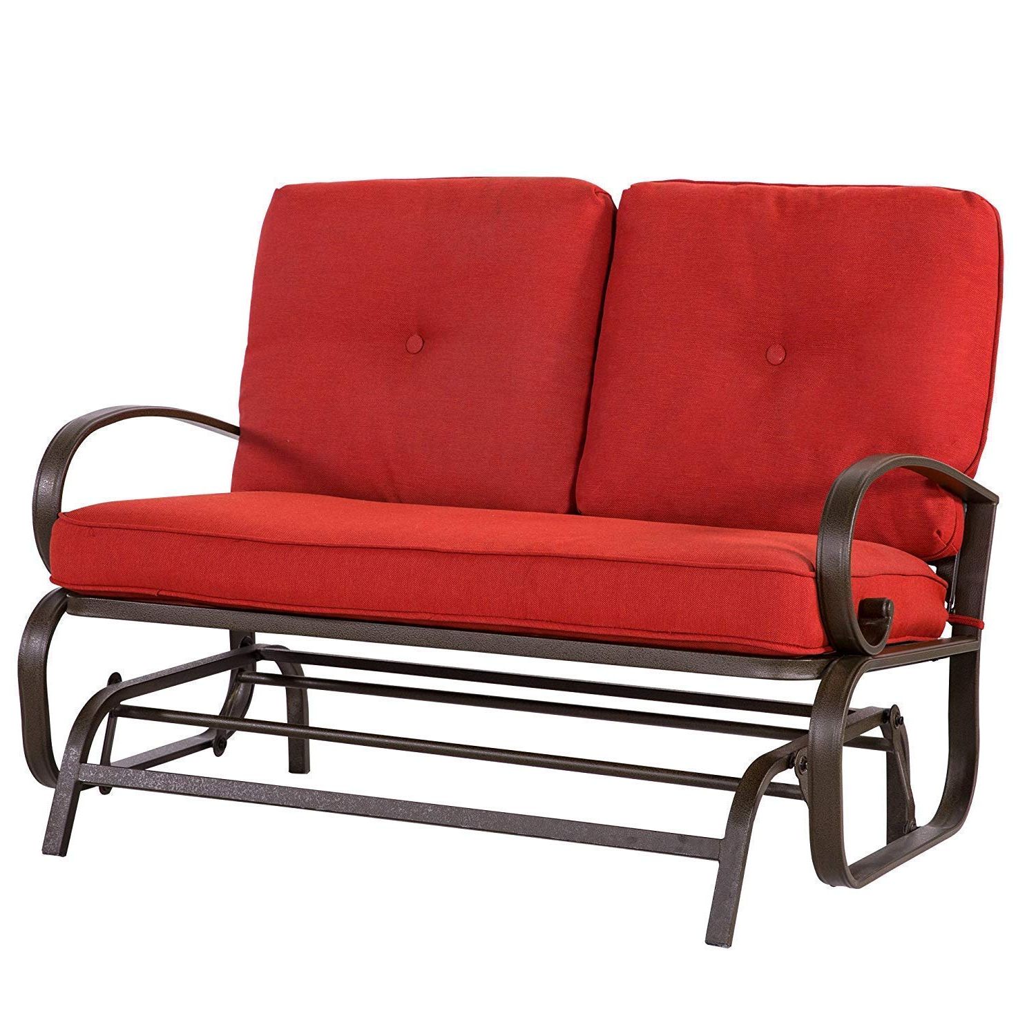 Well Known Baochen Outdoor Swing Glider Chair – Patio Bench For 2 Person Garden  Loveseat Rocking Seating Lounge Glider Chair (brick Red) … Regarding Outdoor Patio Swing Glider Benches (View 24 of 30)