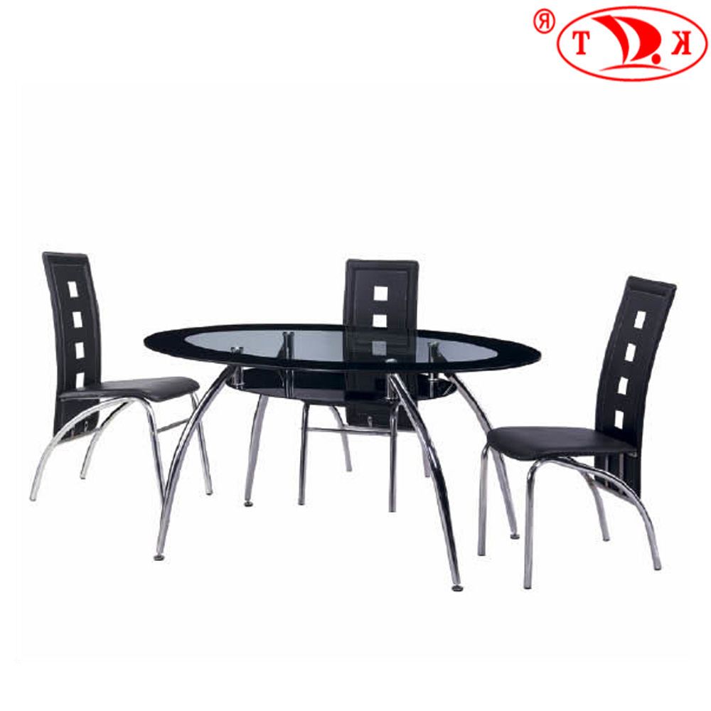 Well Known Chrome Dining Tables With Tempered Glass Within Oval Shape Tempered Glass Top Dining Tables Set With Chrome Legs – Buy  Dining Room Furniture,dining Table,dining Sets Product On Alibaba (View 2 of 30)