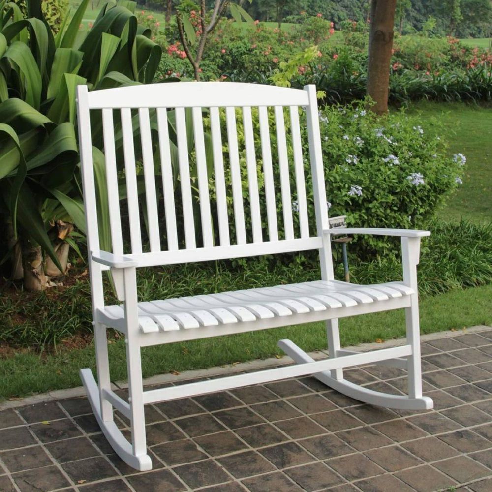 Well Known Details About Patio Glider Rocking Chair Bench Loveseat 2 With Regard To 2 Person White Wood Outdoor Swings (View 10 of 30)