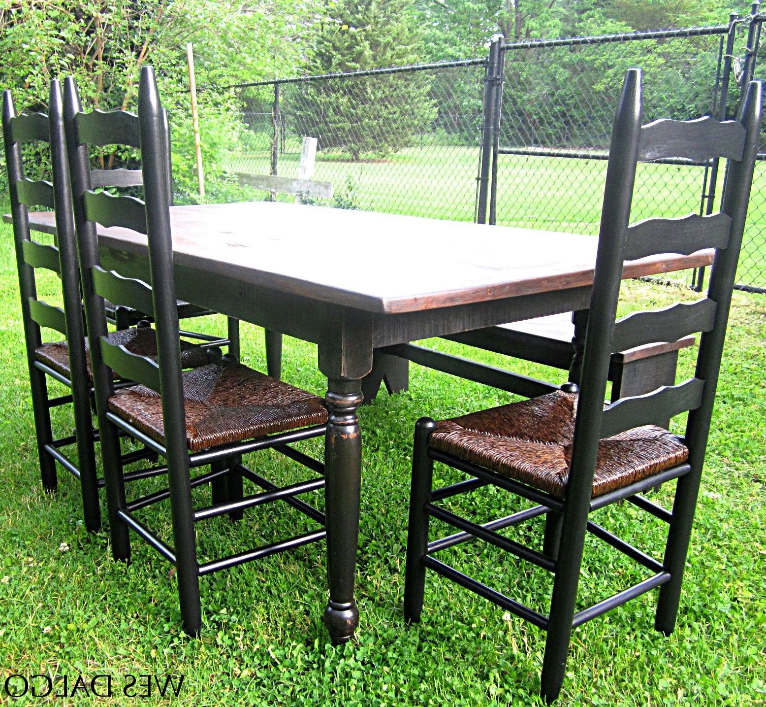 Well Known Distressed Walnut And Black Finish Wood Modern Country Dining Tables Within Distressed Black And Walnut Country Dining Table (View 1 of 30)
